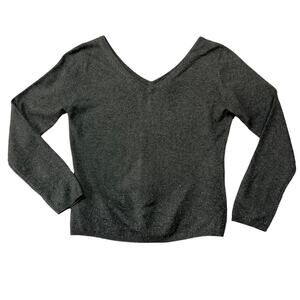Duemila Sweater Top Womens M Silk Cashmere Front Back V-neck Long Sleeve